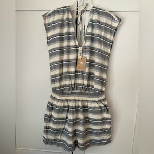 Madewell NEW Blue White Stripe Yucatán Romper Pockets Womens Small Summer Beach